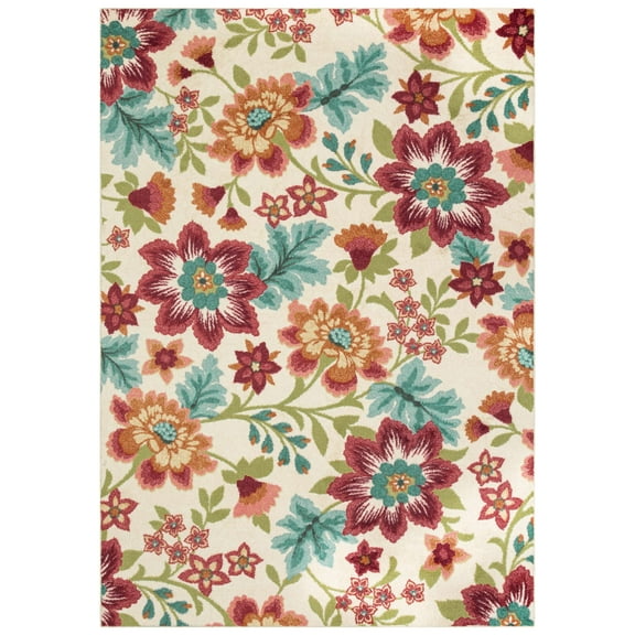 Mainstays Farmhouse Oversized Floral Cream Multicolor Indoor Area Rug, 7' x 10'