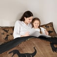 thumbnail image 4 of Homewish Cute Cartoon Dinosaur 7pcs Bedding Comforter Set,Country Farmhouse Lodge Queen Bedding Sets,Brown Black Queen Sheet Sets For Boys Kids,Microfiber Bedroom Decor Reversible, 4 of 8