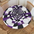 thumbnail image 2 of Twisted Checkerboard 3D Illusion Round Fitted Tablecloths Table Covers Wipeable Waterproof Elastic for Kitchen Dinning Parties Wedding Picnic Small Fits 40-44 Inch Table Size, 2 of 5