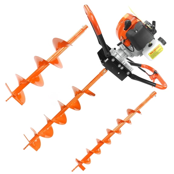 52CC 2-Stroke Gas Powered Earth Auger Post Fence Hole Digger   4" 6" 8" Auger Drill Bits, Petrol Drill Borer for Garden & Lawn, Digging