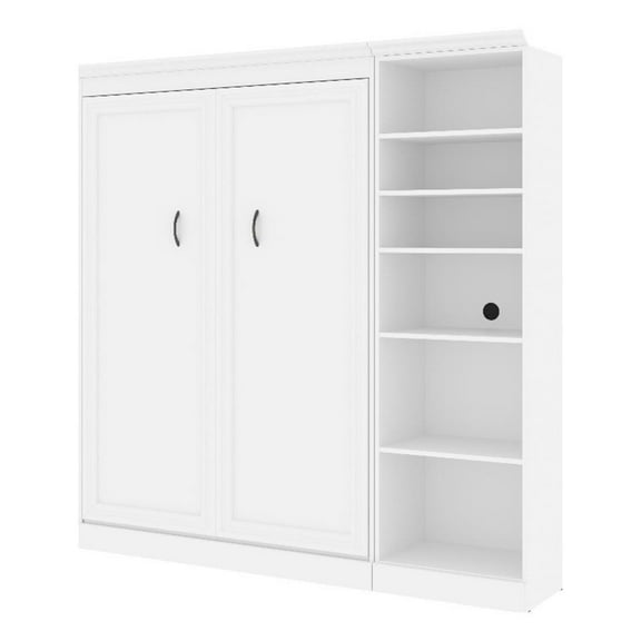 Bowery Hill Engineered Wood Full Murphy Bed and Closet Organizer in White