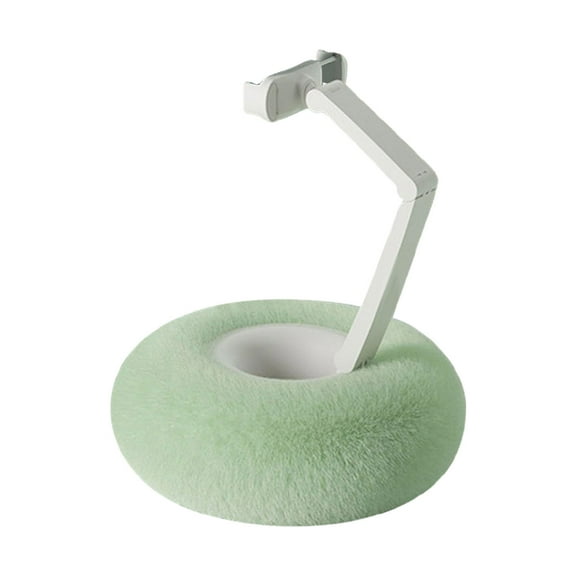 Green Fluffy Bowl Phone Stand Adjustable Rotating Tablet Pillow Holder With Multi-Angle Viewing, 180° Swivel And Soft Plush Fabric For Desk, Bed, Car, Office Use 7.5X5.5X3.2In 0.65Lb