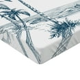 thumbnail image 2 of Ambesonne Island Fitted Sheet 2 Pcs Set, Palm Tree Boat Sketch, Full, Petrol Blue White, 2 of 3