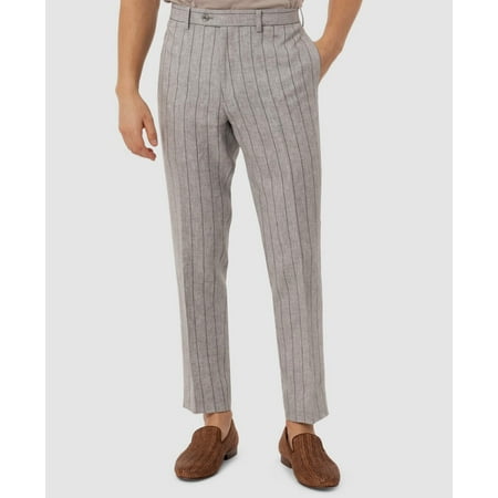 Tallia Mens Slim-Fit Wide Stripe Linen Suit Pants Gray Size 29W X 29L MSRP $135