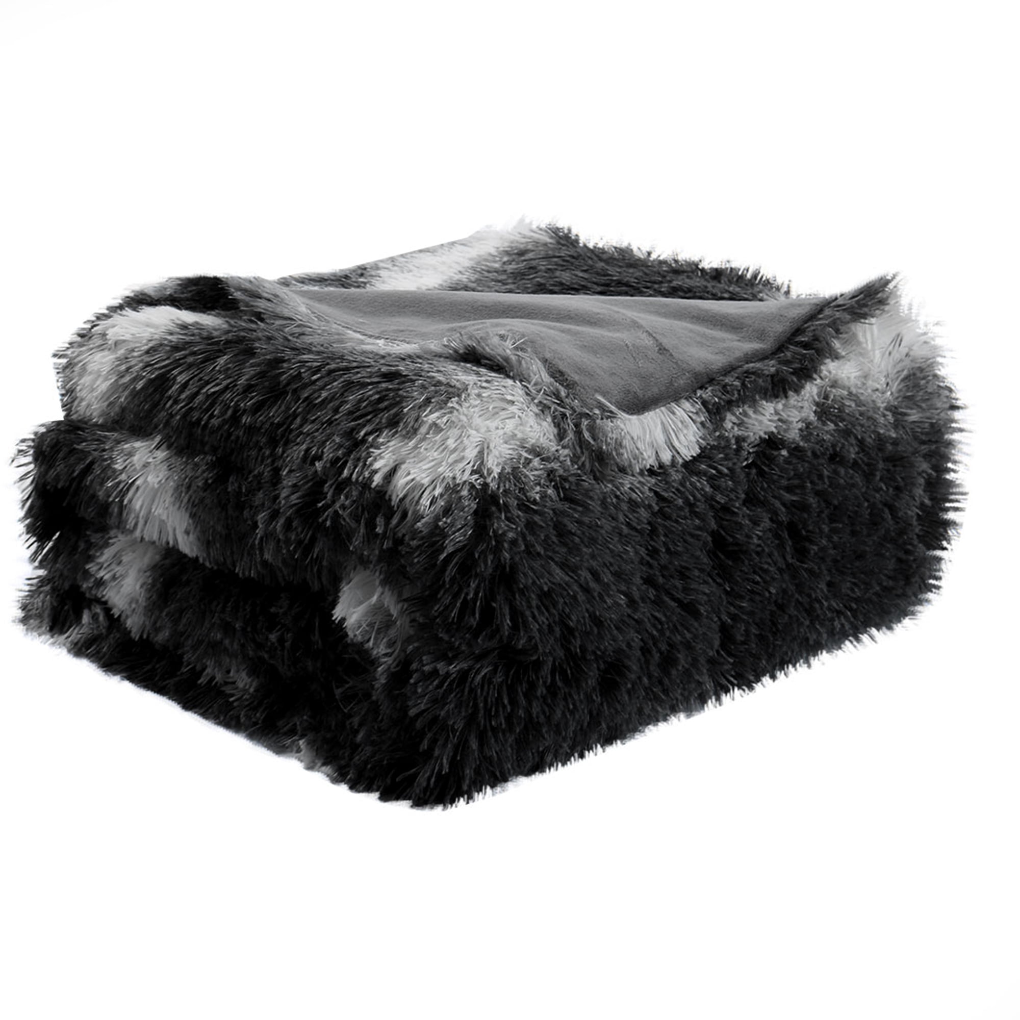 Reversible Soft Long Shaggy Plush Faux Fur Twin Size Blanket with