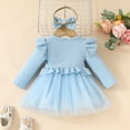 thumbnail image 5 of WOYY Infant Girls Outfits Mesh Dress Ruffles Cardigan Coat Tops Headband Set, Sizes 9-12M, 5 of 5