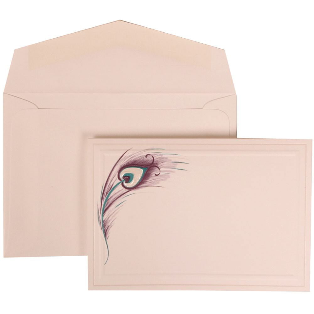 100 Personalized Peacock Feather Wedding Invitation Set with Envelopes 