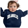 thumbnail image 2 of HXWCHs Girls' Ruffled Crewneck Sweater Knit Cute Fall School Outfit 2-3 Years Navy, 2 of 3