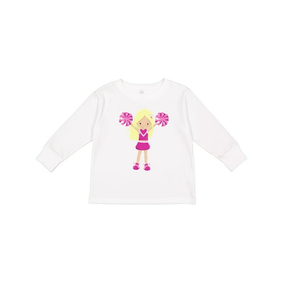 Inktastic Cheerleaders, Girl With Blonde Hair, Pink Uniform Girls Long Sleeve Toddler T-Shirt