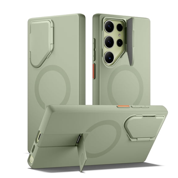 Suritch for Samsung Galaxy S23 Ultra Phone Case, Magnetic Protective Cover with Camera Cover and Adjustable Metal Kickstand for Galaxy S23 Ultra, Green