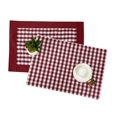 thumbnail image 3 of Fennco Styles Handmade Reversible Buffalo Plaid Solid Border Red Placemats 14" W x 20" L, Set of 4, 3 of 4