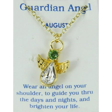 August Birthstone Angel Necklace Pendant Guardian Secret Appreciation...