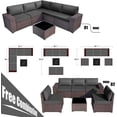 thumbnail image 6 of Kullavik 6 Pieces Patio Furniture Set Outdoor Sectional Ratten Wicker Sofa Set Patio Sofa Set Conversation Set with Thickened Cushion and Coffee Table,Gray, 6 of 8