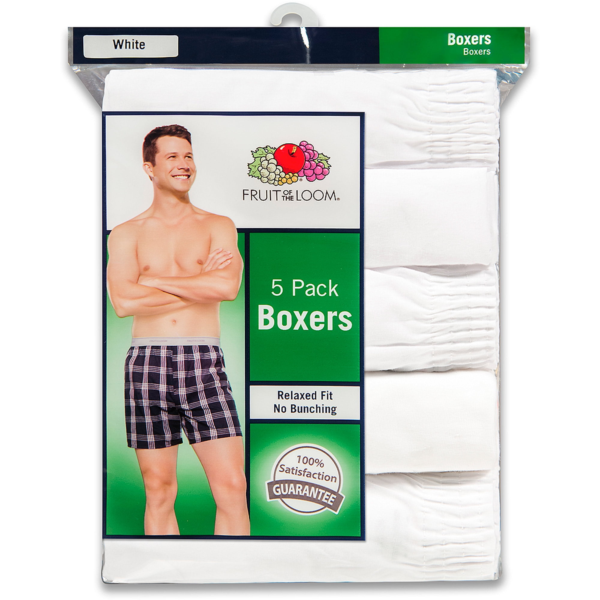 Fruit of the Loom Men's Relaxed Fit White Boxers, 5 Pack by Fruit of the Loom