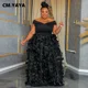 thumbnail image 3 of CM.YAYA Plus Size Women Short Sleeve Slash Neck Big Swing Loose Smock Maxi Dress 2024 Fall Party Evening Long Dresses, 3 of 5