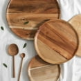 thumbnail image 3 of Natural Round Wooden Plates Wood Tray Cake Snack Plate Dessert Serving Tray Dishes Wood Utensils Tableware Gifts, 3 of 7