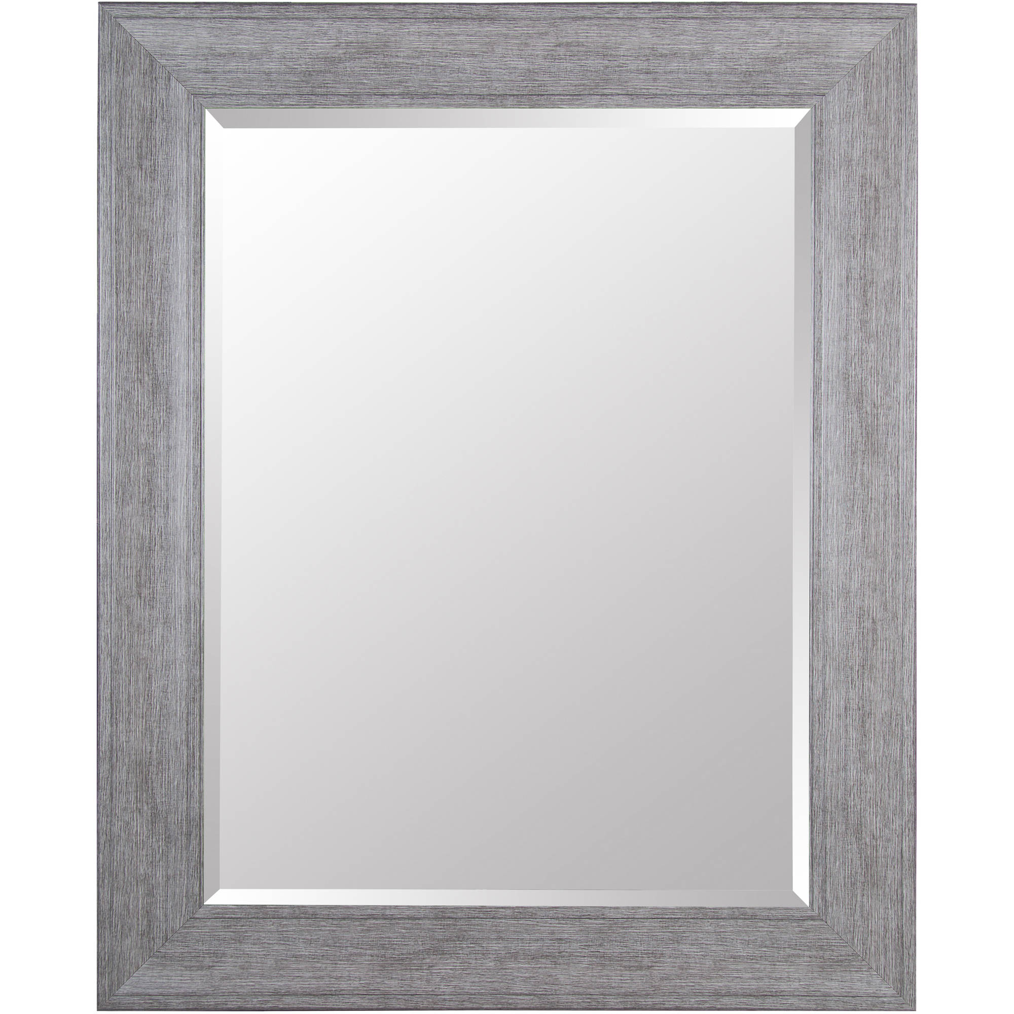 Beveled Wall Mirror with Grey Wash Frame 39"x49" by Gallery Solutions