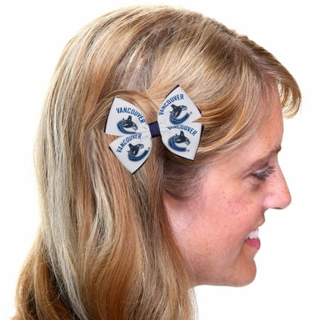 Vancouver Canucks 2-Tone Pinwheel Hair Bow - White/Navy Blue - No Size