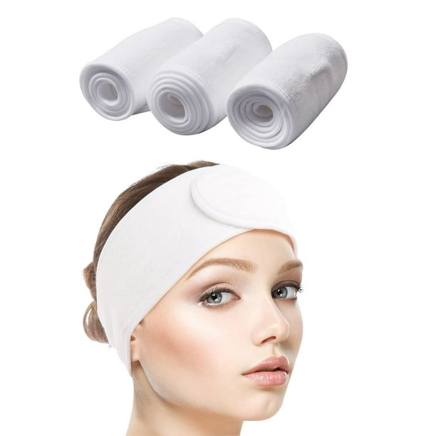 Diadema de spa para mujer, banda para el cabello de maquillaje ajustable de 3 unidades con cinta mágica, envoltura para la cabeza para el cuidado de la cara, maquillaje y deportes Sailing Electrónica