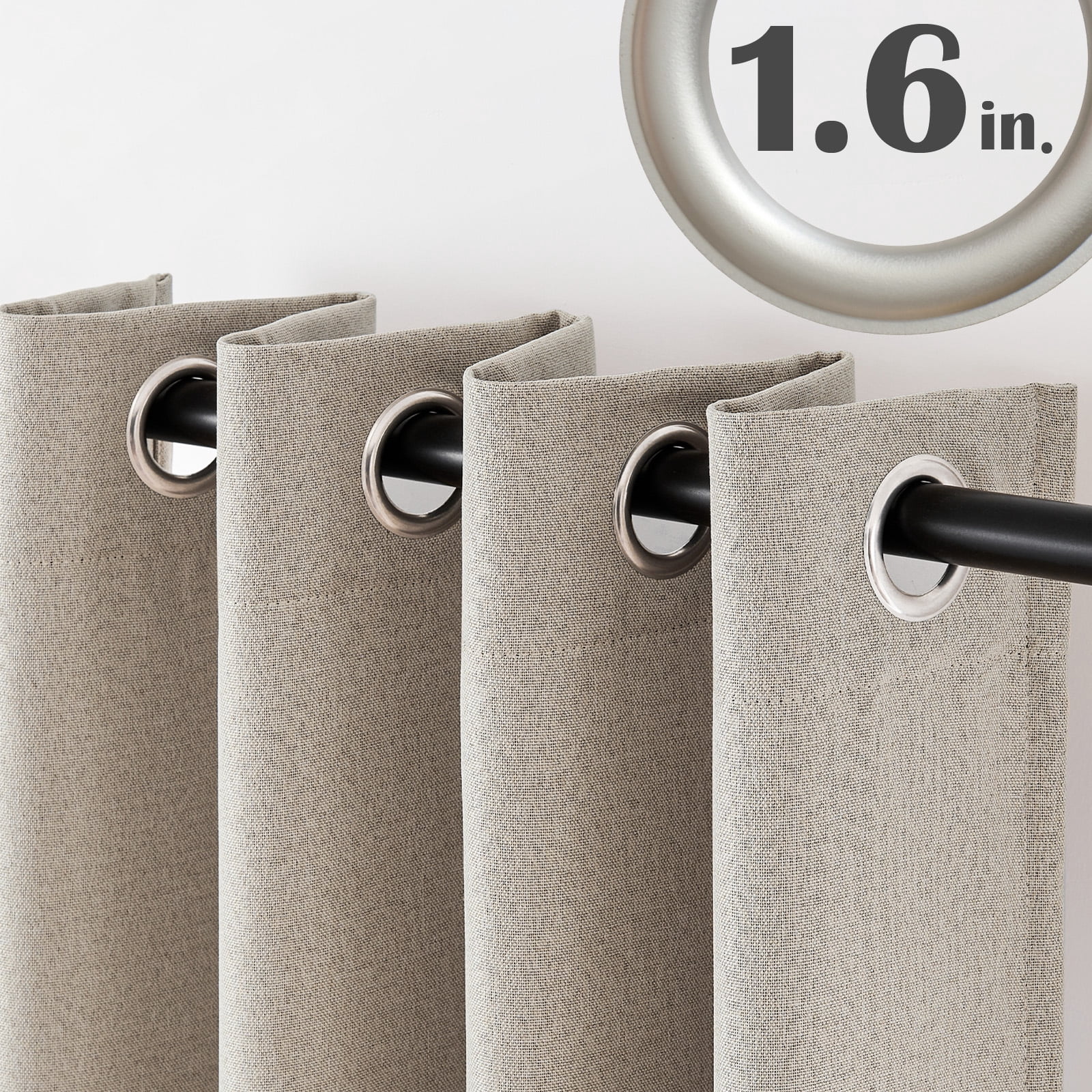 Curtainking Room Darkening Curtains 84 inches Greyish Beige Faux Linen Curtains Bedroom Living Room Window Curtain Set Thermal Insulated Drapes Grommet Top 2 Panels