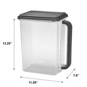 Mainstays Large Plastic Bulk Food Storage Canister with Lid and Handle, Pantry Organizer Container for Cereal and Dry Food Storage, 46 Cup Capacity, Dark Gray Lid, 11.55 x 7.8 x 13.25