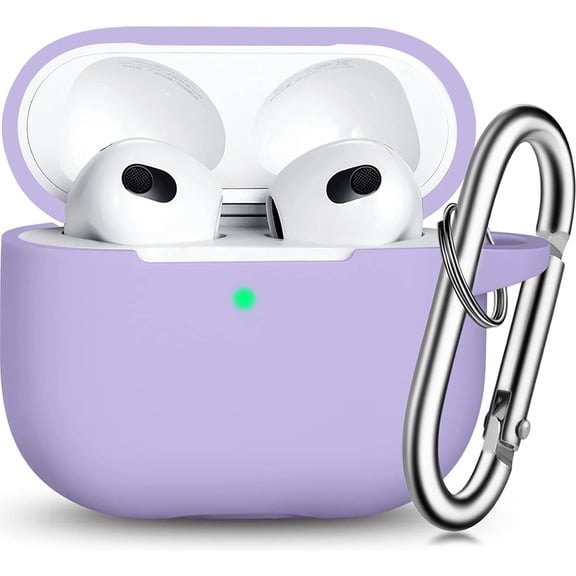 AirPods 3 Case Cover, Silicone Protective Accessories Skin with Keychain Compatible with Apple AirPod 3rd Generation 2021 for Women Men Girls Boys,Front LED Visible-Pine Green