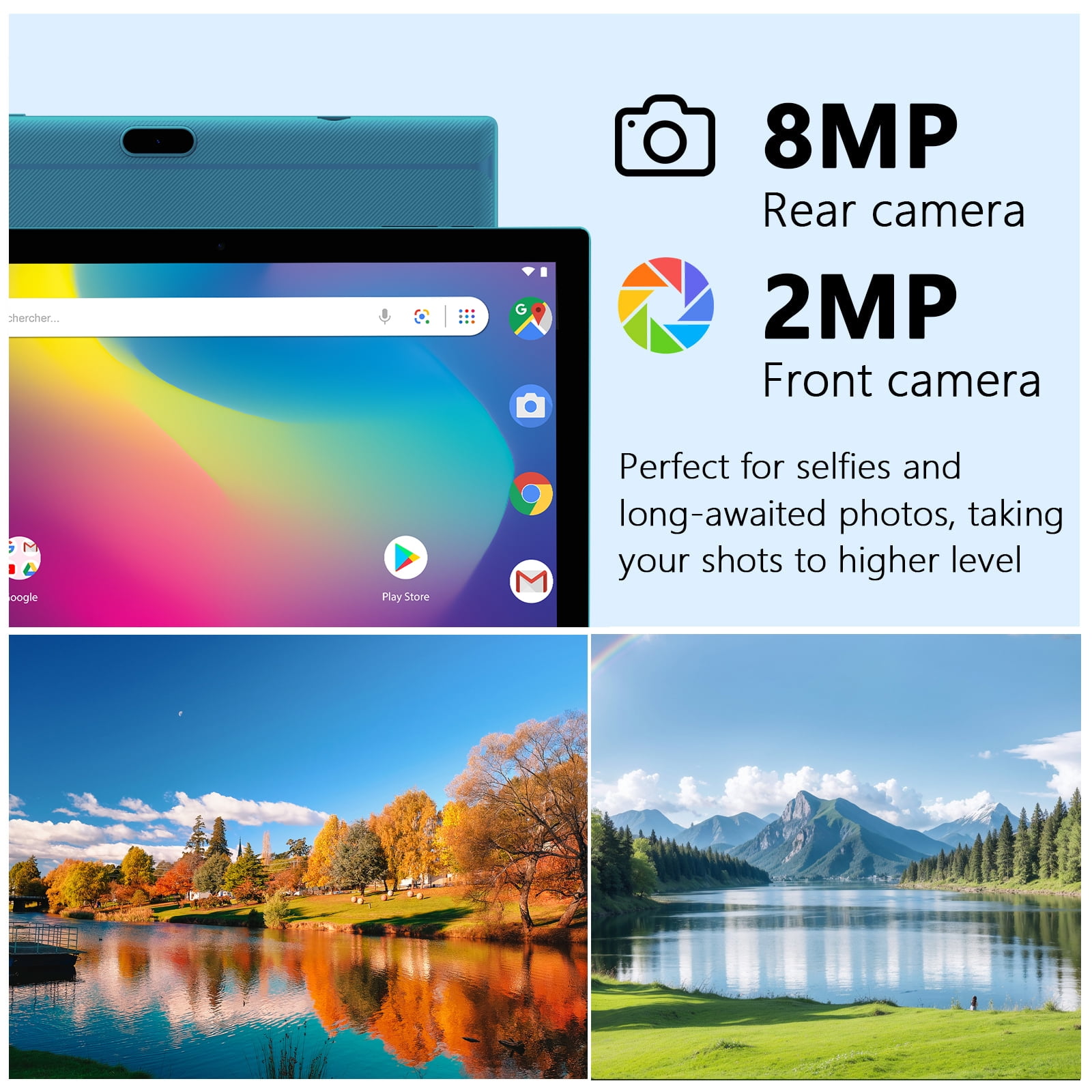 Android 15 Tablet 10 Inch Tablets 2 in 1 Tablet With Keyboard Include Mouse Case Stylus 5G Wifi Wifi6 32GB ROM+8GB RAM 10 IN IPS 2MP+8MP Camera 6000mAh Battery 10.1" Android Tab