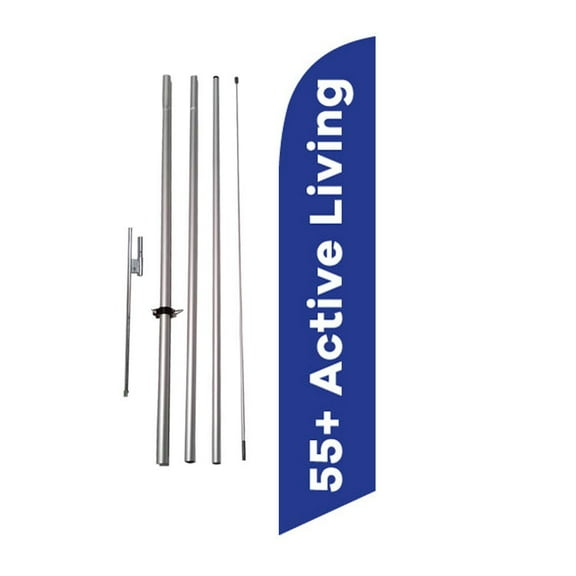 55  Active Living Advertising 15' Feather Banner Swooper Flag Kit w/ pole spike