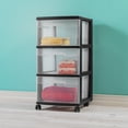thumbnail image 4 of Sterilite 3 Drawer Medium Cart, Clear Plastic Storage Drawers, Wheels Included, Black, 4 of 10