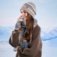 thumbnail image 4 of Idoravan Winter Hats for Women with Scarf Winter Knit Three Piece Sets Women's Winter Fashion Warm Earmuffs Knitted Hat Wool Cap Hat Scarf Gloves Three-piece Set Coffee, 4 of 6