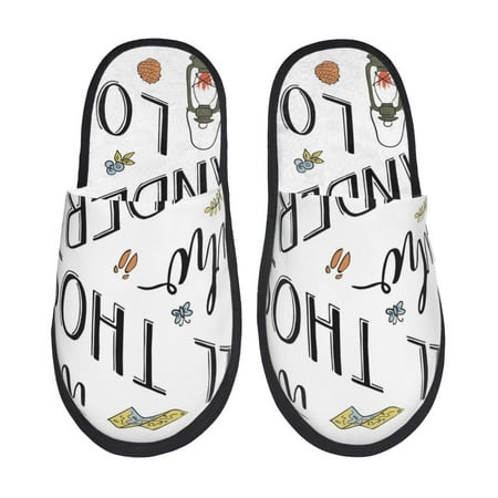 

Fuzoiu Not All Those Who Wander Are Lost 3 Print Unisex Furry Slippers Plush Indoor Shoes Trendy House Slippers Anti-Skid EVA Sole House Shoes for Home Office and Travel -Large