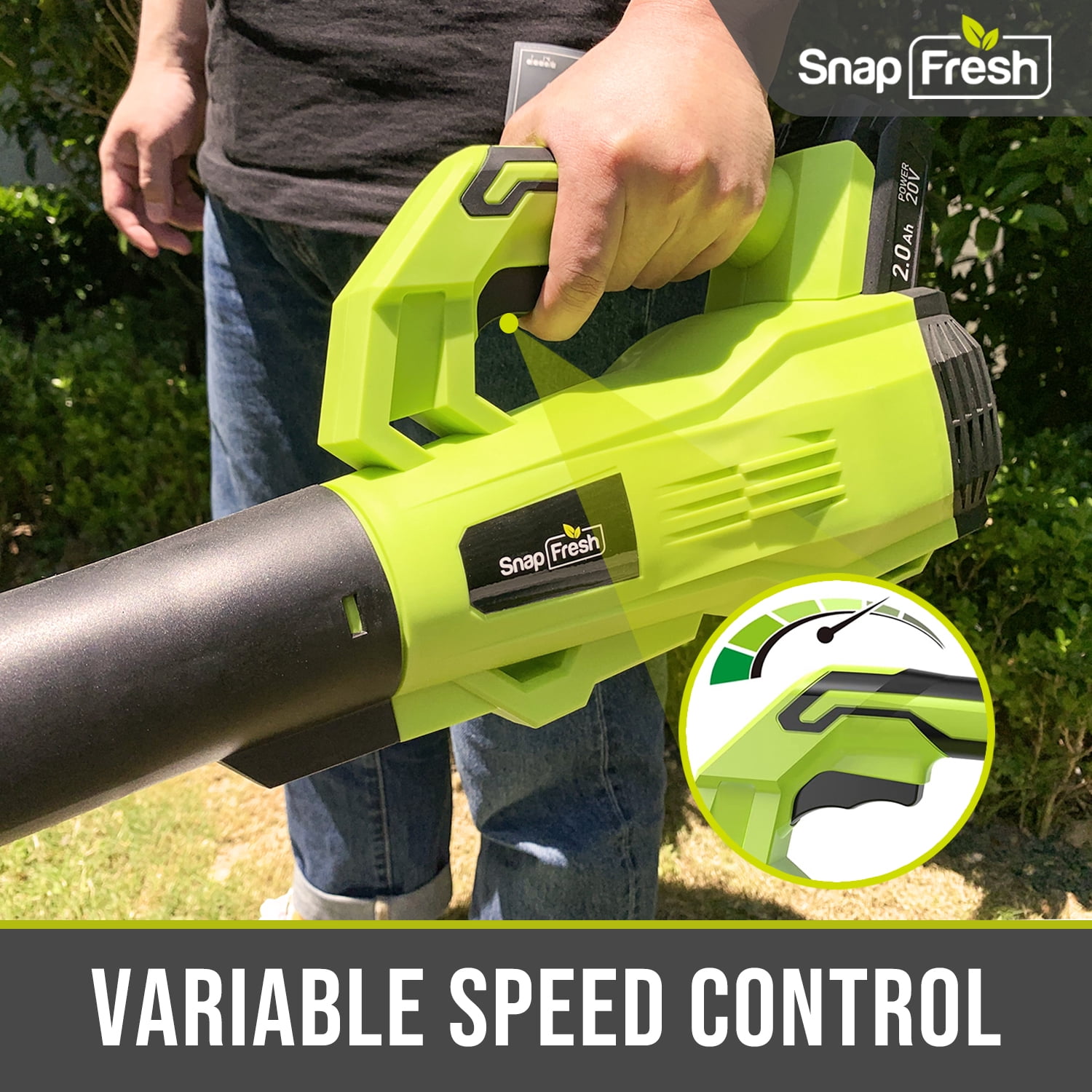 Cordless Leaf Blower - SnapFresh 140 MPH Leaf Blower with Battery & Charger, 2 Section Tubes, Free Control Speed,Lightweight