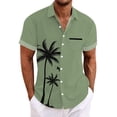 thumbnail image 2 of LRGSHF Men's Short Sleeve Button Down Shirts Palm Tree Tops Summer Basic Soft Tropical Beach Blouse with Chest Pocket Breathable Lightweight Vacation Shirt, 2 of 5