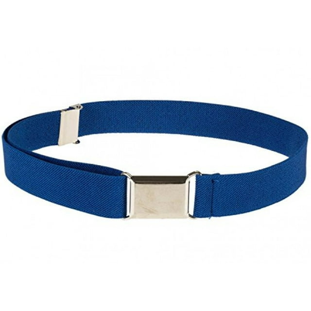 Kids Elastic Adjustable Strech Belt With Silver Square Buckle - Royal Blue