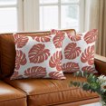thumbnail image 6 of Throw Pillow Covers 24x24 Inch, Red Monstera Leaf Decorative Pillow Cases for Couch Sofa Bed, Tropical Plant Foliage Botanical Boho Cotton Linen Square Home Decor Pillowcases with Hidden Zipper, 6 of 9
