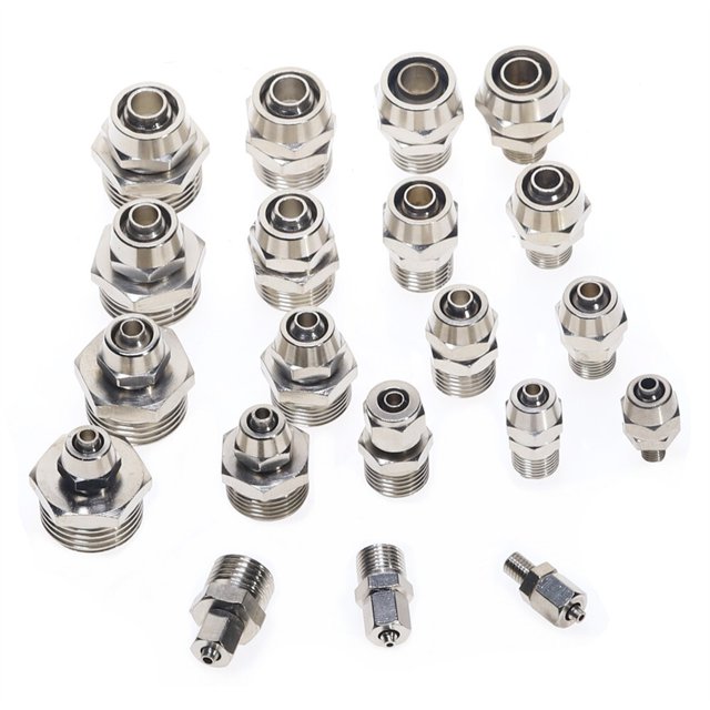Pneumatic Connector,Air Fitting Fast Push 4 6 8 10 12mm Hose Fast Twist Air Lock Nut Pass-through Fittings 1/8" 1/4" 3/8" ,Easy to Install