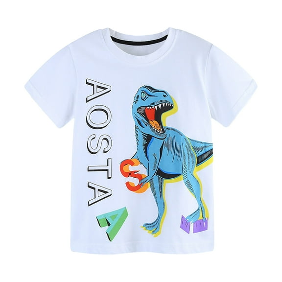 Gubotare Boys T Shirts Sports Little Boy Clothing Children Kids Boys Print Casual T Shirt Clothes Tops Girls Boys Tops Summer Cool (White,6-7 Years)