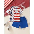 thumbnail image 3 of Bagilaanoe 4th of July Outfits for Toddler Baby Boys Short Sleeve Stars Print Shirt Tops + Shorts 18M 24M 3T 4T 5T 6T Kids Independence Day Clothes 2pcs Short Pants Set, 3 of 9