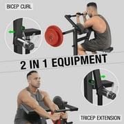 Syedee Bicep Tricep Preacher Curl Machine, Adjustable Seat, 2 in 1 Plate-loaded Preacher Curl Machine for Home Gym