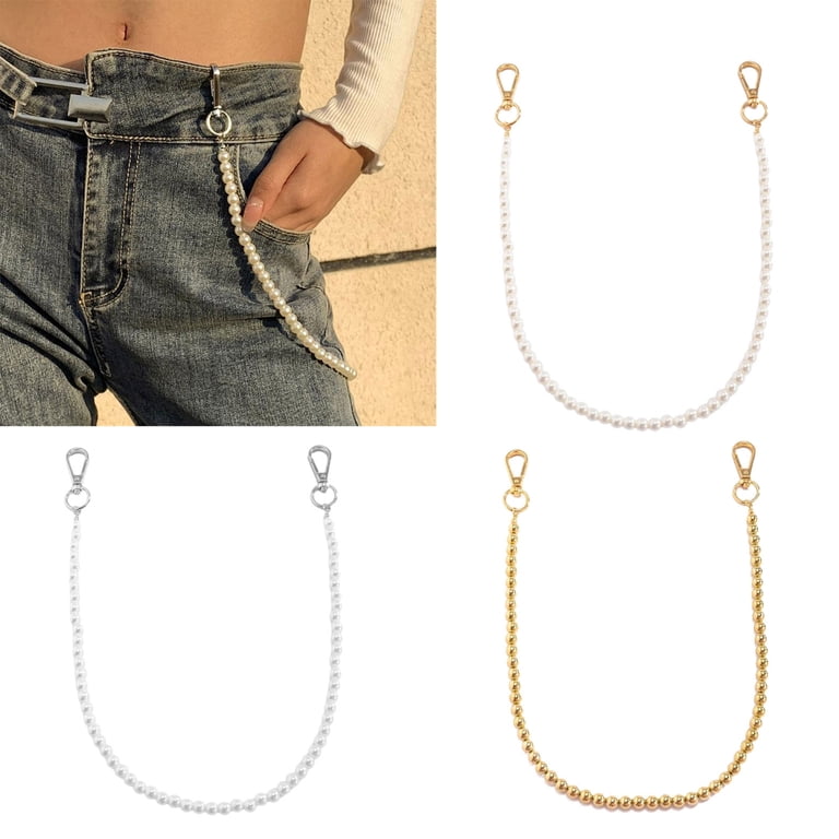 CIYISON Simple Imitation Pearl Waist Chain Men Vintage Metal  display picture 2