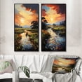 thumbnail image 1 of Designart "Coucher de Soleil sur une Rivière du Vietnam Delta II" Art Mural Encadré Vietnamien Ensemble de 2 - Ensemble de Cadres Muraux de Galerie de Paysages Rouges pour Décoration Intérieure, 1 of 6