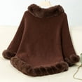thumbnail image 3 of Rohuuque Women's Winter Poncho Cape Thermal Fleece Lined Trendy Coverup Solid Tone Knit Poncho Irregular Wrap Outerwear Coffee, 3 of 3