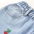 thumbnail image 6 of UAYOTSE Girls Wide Leg Washed Denim Jeans Elastic Back Waist All Over Fruit Embroidery Loose Baggy Trousers,Sizes 7-8 Years, 6 of 7