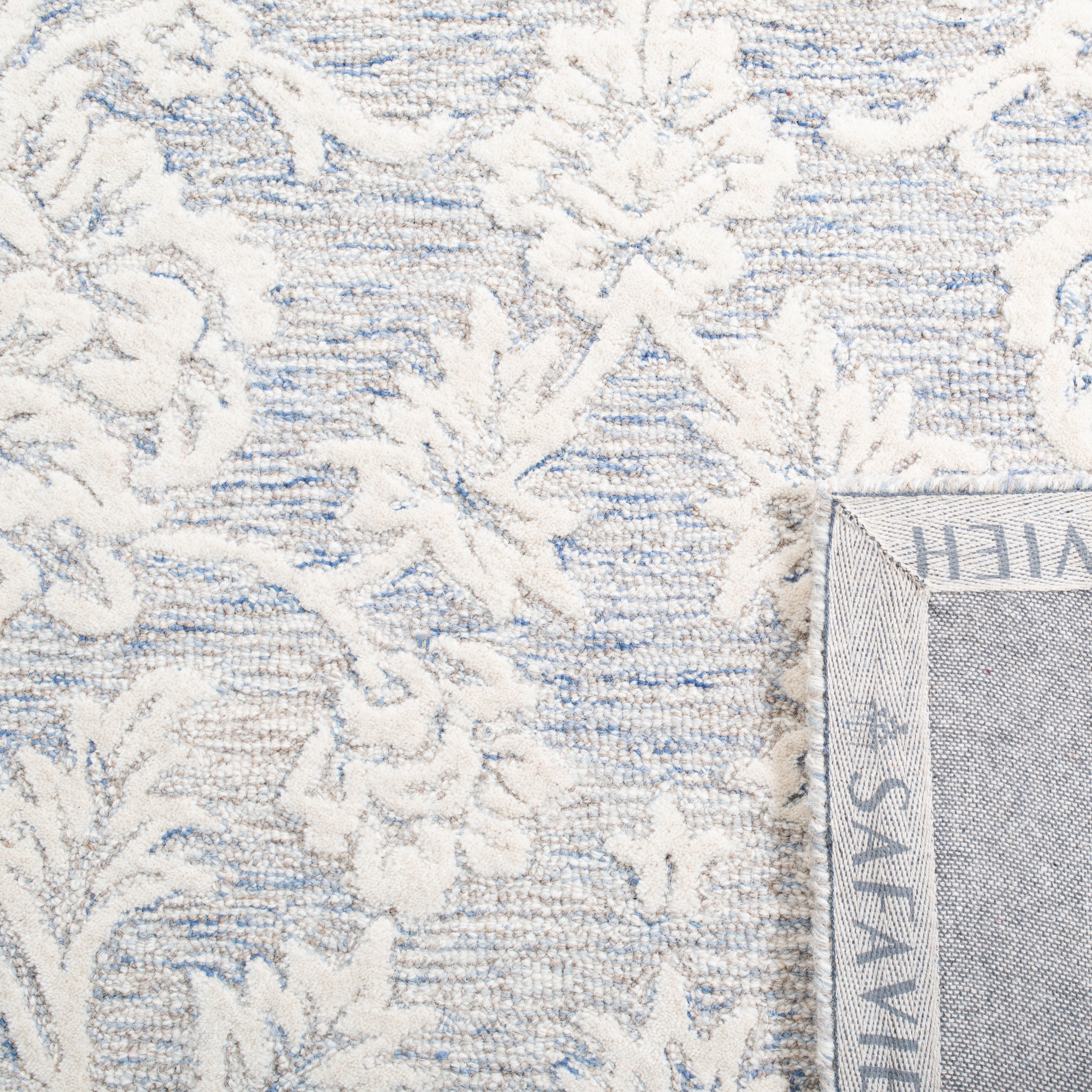 SAFAVIEH Glamour Cionadogh Floral Wool Area Rug, Blue/Ivory, 9' x 12'