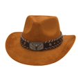 thumbnail image 1 of Sombrero de vaquero moda cálido sombrero de protección ar para montar fijación temática de senderismo Caqui, 1 of 8
