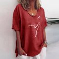 thumbnail image 2 of Blusa informal para mujer, cuello redondo, estampado floral, manga corta, camiseta suelta, tops para mujer Pompotops hfajkhk138445, 2 of 5