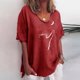 thumbnail image 2 of Blusa informal para mujer, cuello redondo, estampado floral, manga corta, camiseta suelta, tops para mujer Pompotops hfajkhk138444, 2 of 5