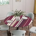 thumbnail image 2 of Rose Red Purple Stripes Fitted Tablecloth with Elastic Edged, Round Table Cloth for Dining Table, Farmhouse Colorful Abstract Lines Waterproof Oil Proof Table Cover for Indoor Outdoor 55"-60", 2 of 8