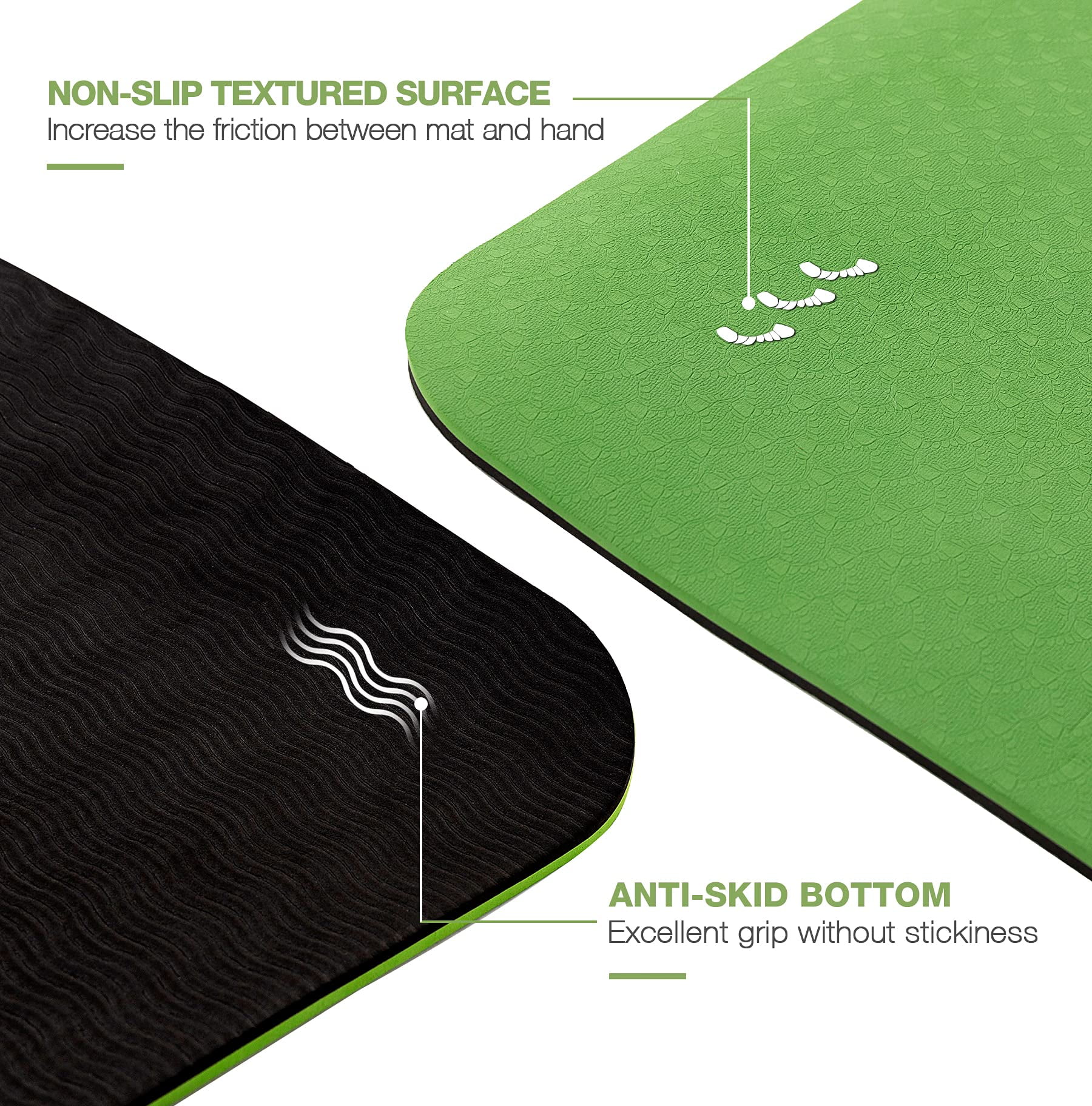 UMINEUX Large Yoga Mat for Men and Women 1/4 Inch Extra Thick TPE Fitness Mat for Home Gym Workout, Non-Slip