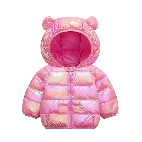 TQWQT Winter Coats for Kids 3D Down Alternative Hoods Baby Boys Girls Jacket for 6M-4T Hot Pink 18-24 Months